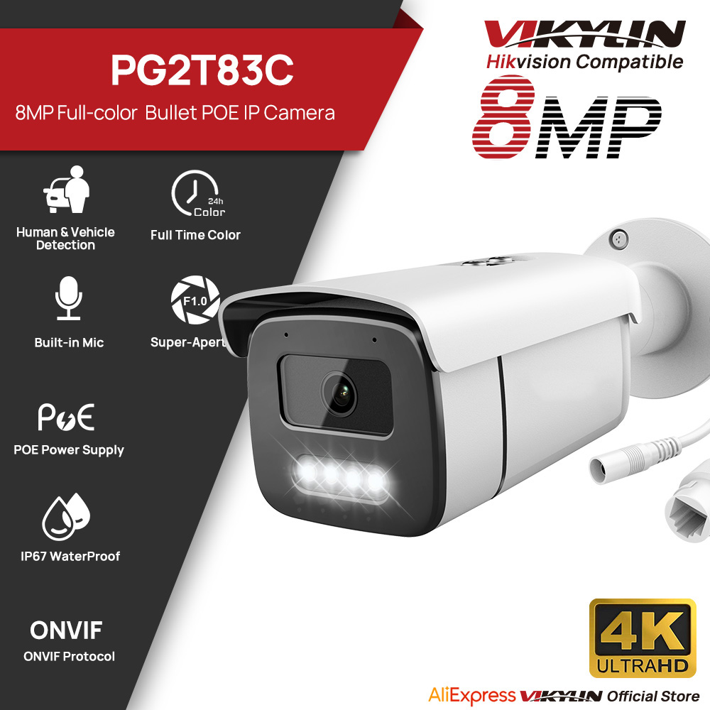 Home Security Lights Outdoors - Câmera IP Bullet Vikylin 8MP com