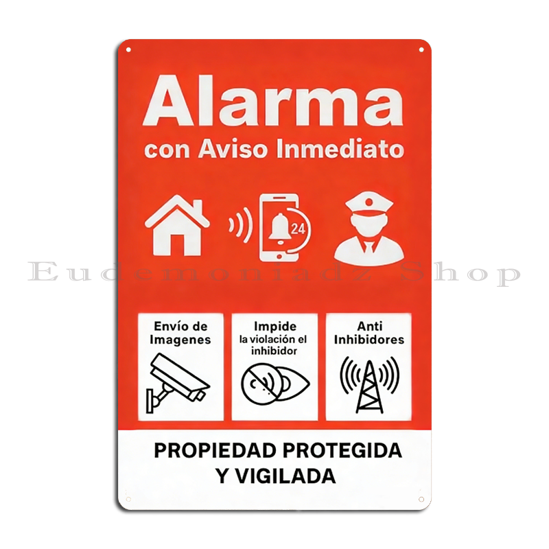 Placa de Metal Retrô com Siste - Home Security Alarm System avaliação e preço