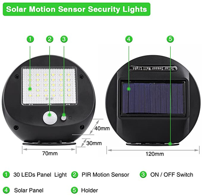 Luzes Solares de 30LED para Se - Home Security Lights Outdoors avaliação e preço